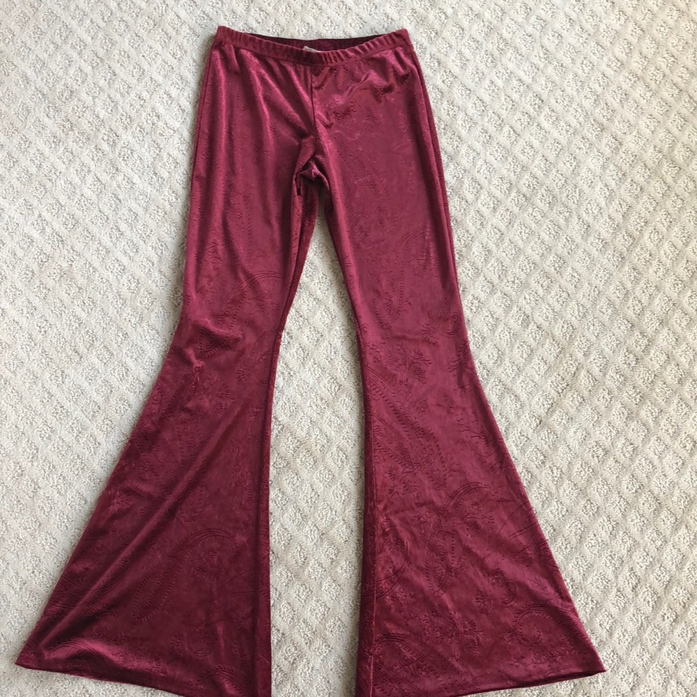 Indigo Child Bell Bottom Faux Velvet Pants